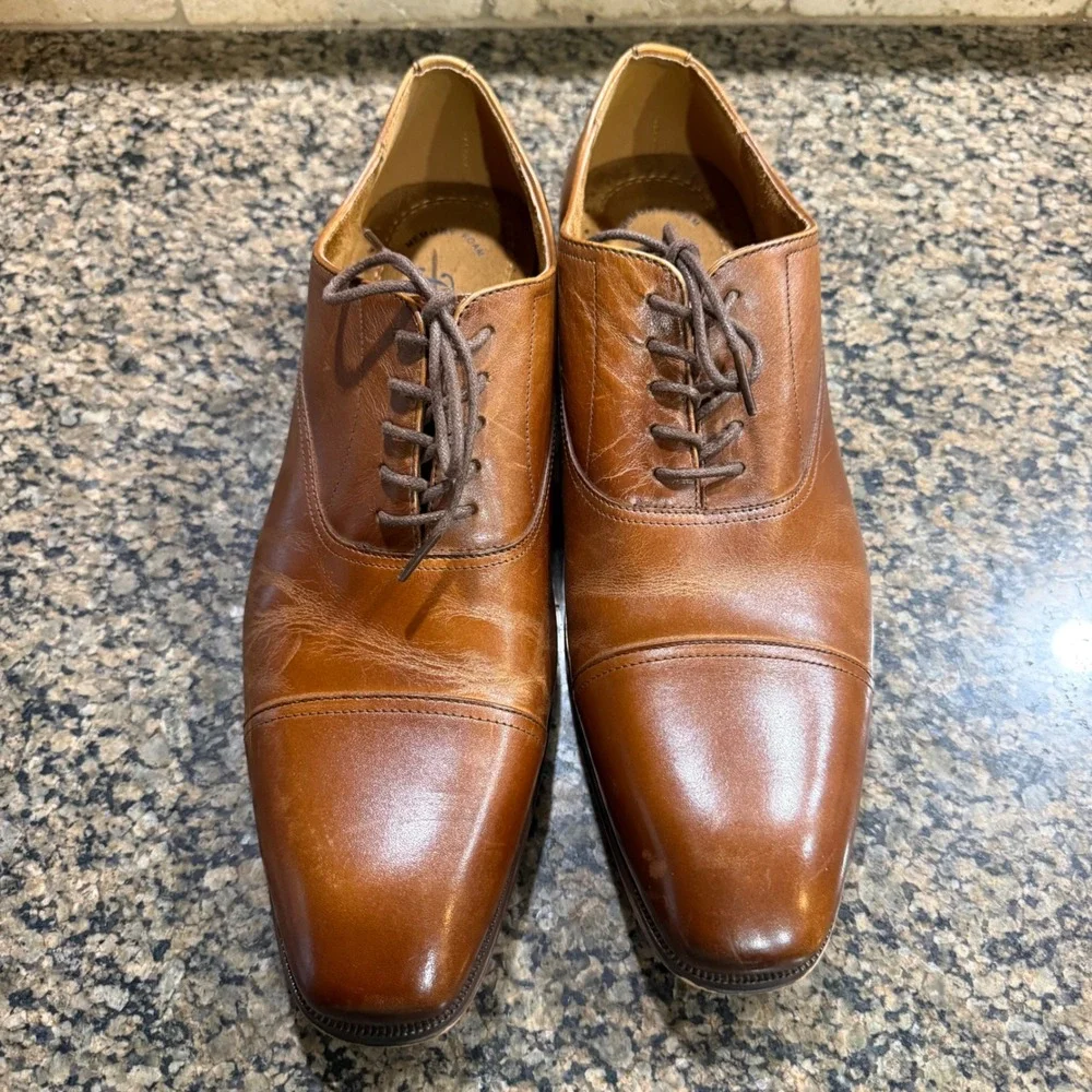 Florsheim Mens Cap‎ Toe Oxford Dress Shoes Brown Leather Memory Foam 10.5D